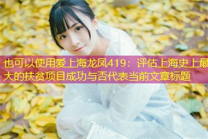 评估上海史上最大的扶贫项目成功与否